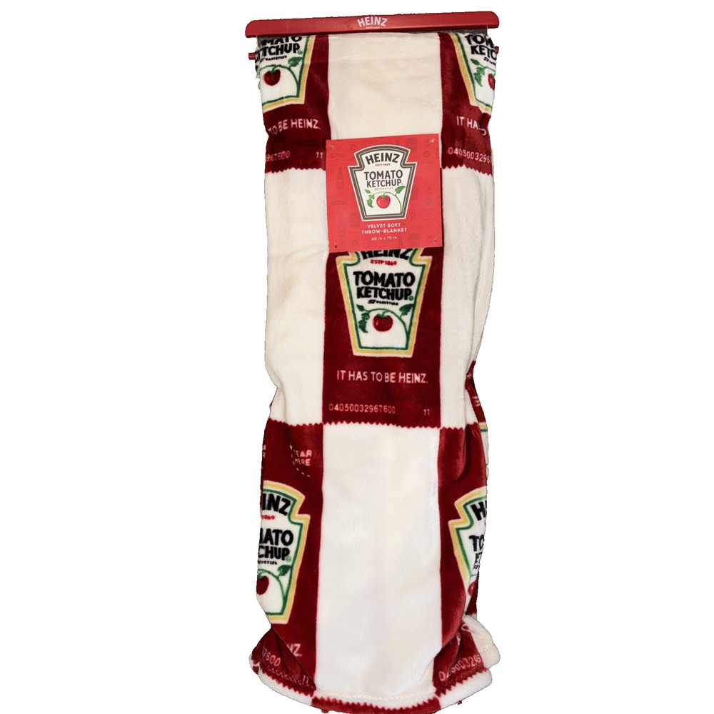 Heinz Tomato Ketchup Packet Plush Throw Blanket 60" x 70" Oversized NEW